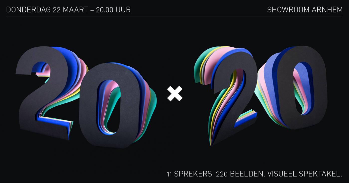 Poster voor 20x20 bijeenkomst door Dana Dijkgraaf.